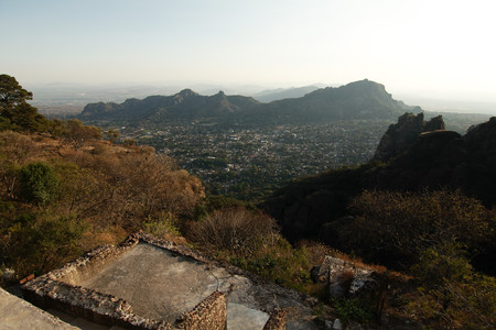 Tepoztlan, Morelos, Mexico - 2013: Panoramic view form Tepozteco mountain.のeditorial素材