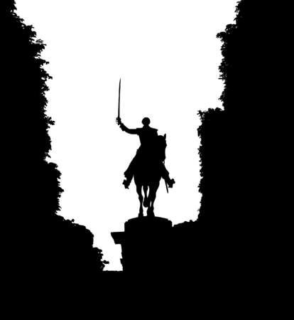 Man on a horse waving his swordのイラスト素材