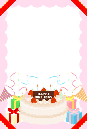 Birthday Illustration Pinkのイラスト素材