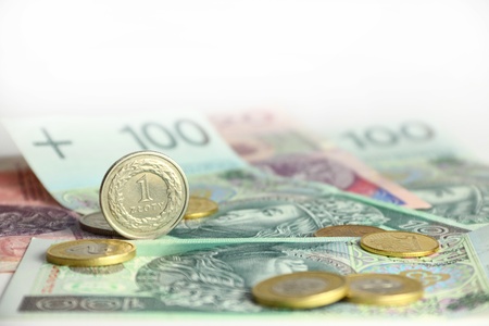  	Pack of polish currency, banknotes and coinsの写真素材