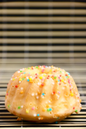 Delicious sweet ring cake marbled and glazedの写真素材