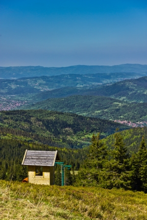 View from trail to the Pilsko Peak from Beskidy mountains, Polandの写真素材