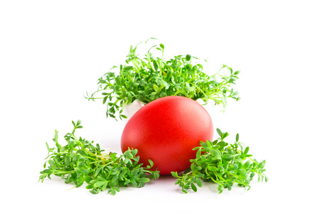 Beautiful decorative easter eggs isolated on white backgroundの写真素材