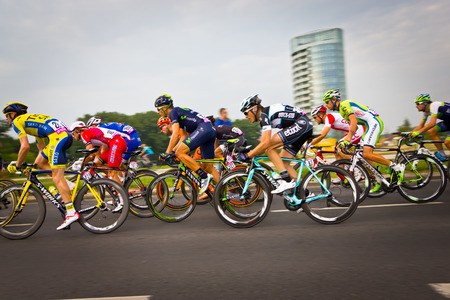 RZESZOW, POLAND - AUGUST 05: Cycling race Tour de Pologne, stage 3 in Rzeszow. 71th Tour de Pologne, Stage 3 Kielce - Rzeszow 05 August 2014 wins Theo Bosのeditorial素材