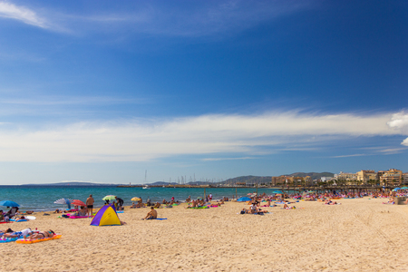 Beautiful view of Platja de Palma de Mallorca, Baleares, Spainの写真素材