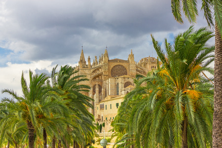 The Cathedral of Santa Maria of Palma de Mallorca, La Seu, Spainの写真素材