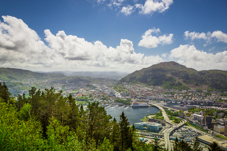 Beautiful view of Bergen city, Norwayの写真素材