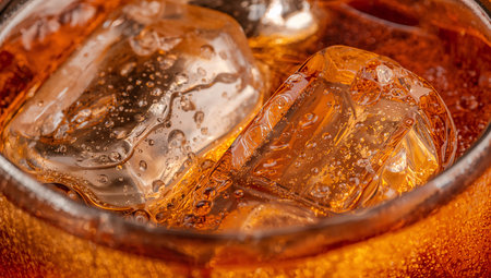 Luxury Cocktail Macro Close-Up with Ice and Glass Textureの素材