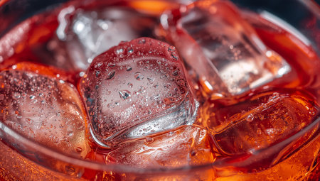 Luxury Cocktail Macro Close-Up with Ice and Glass Textureの素材