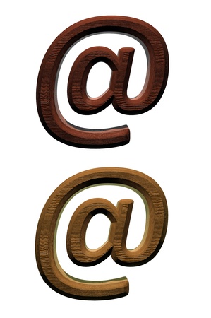 wooden 3d at email symbol Computer generated 3D photo renderingの写真素材