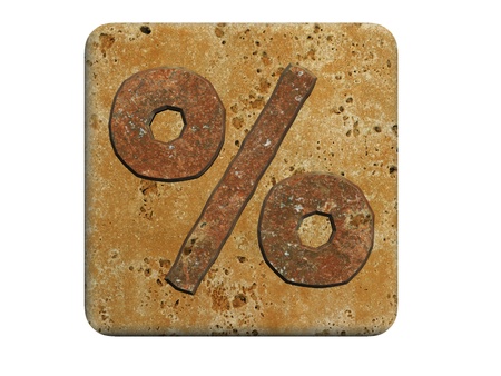 3d stone percent , on a white isolated background. 