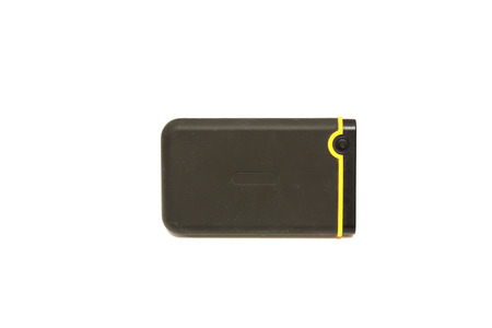 External hard drive on white background