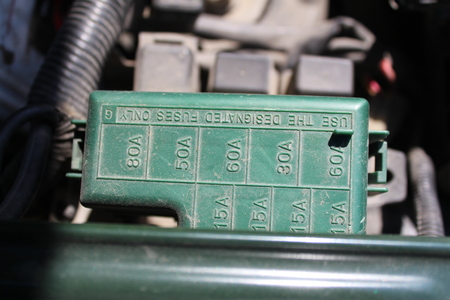 The fuse box under the hood in the carの写真素材
