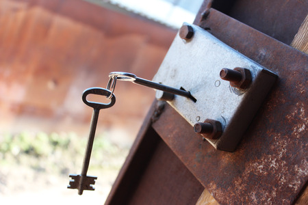 The key in the lock in the garageの写真素材