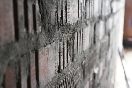 The brick wall in the garageの写真素材
