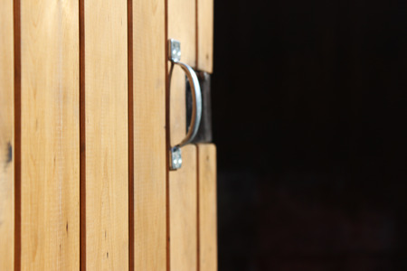 Open the wooden door in the garageの写真素材