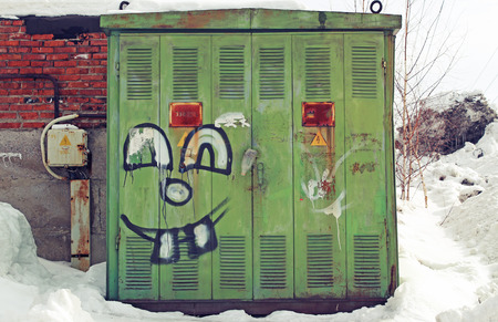 Drawing on a transformer boxの写真素材