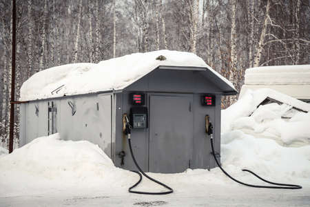Small petrol station in the villageの写真素材
