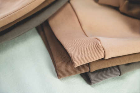 Elements and details of knitwear in different colors close-up. selective focusの写真素材