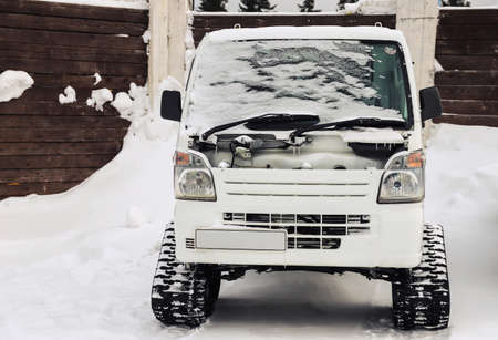 Caterpillars on a car instead of wheels. For driving in the snow
