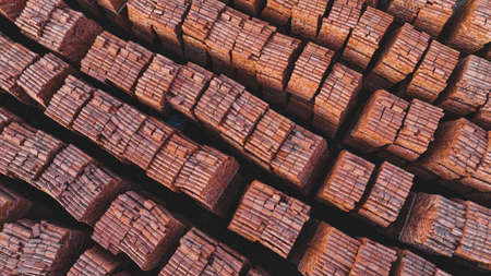 Pallets of bricks for construction. outdoor storage. Warehousing of large quantities of minerals....