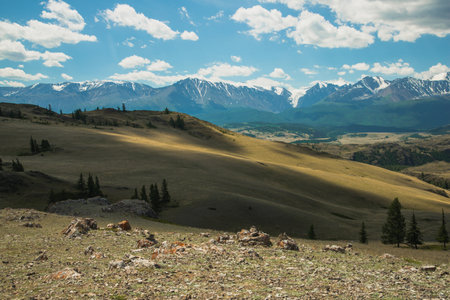 Landscape of mountains in summer. Panoramaの写真素材