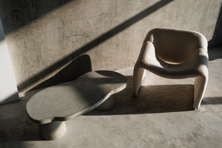 loft interior design. specific table. Lights of a sunの写真素材