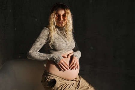 Portrait of a pregnant girl. beautiful natural lightの写真素材