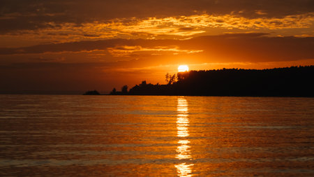 Sea and coast view in the evening at sunset. beautiful viewの写真素材