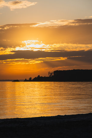 Sea and coast view in the evening at sunset. beautiful viewの写真素材