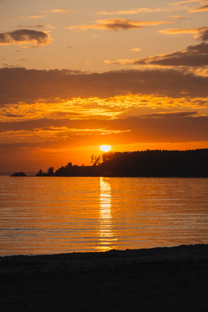 Sea and coast view in the evening at sunset. beautiful viewの写真素材