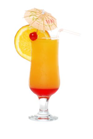   Isolated Tequila sunrise with an umbrellaの写真素材