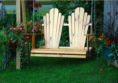 Wooden Swing Chairの写真素材