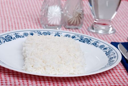 bed of white riceの写真素材