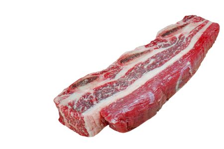  Isolated raw short ribs on a white backgroundの写真素材