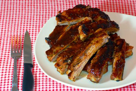 Stack of BBQ Spare ribsの写真素材