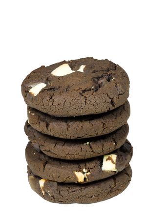 Isolated stack of chocolate cookiesの写真素材