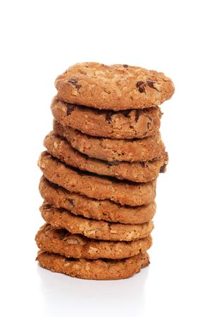 stack of oatmeal chocolate chip cookiesの写真素材