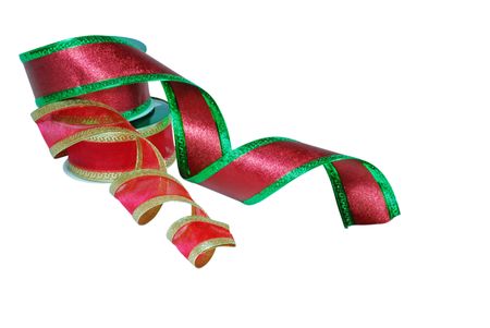 Two Isolated Christmas Ribbonsの写真素材