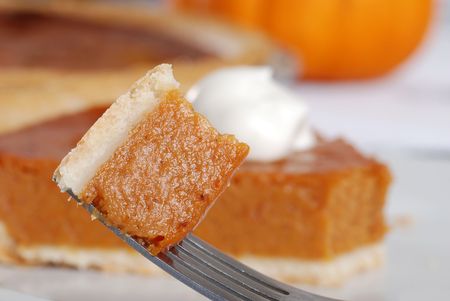 bite of pumpkin pieの写真素材