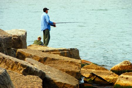 Fishing From Rocksの写真素材