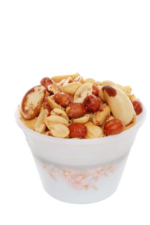 Mixed nuts in a bowlの写真素材