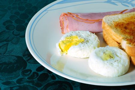 Poached Eggs and Hamの写真素材