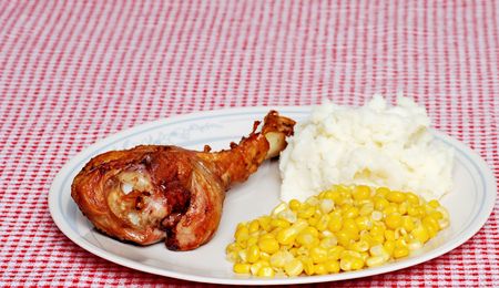 Smoked turkey leg with vegetablesの写真素材
