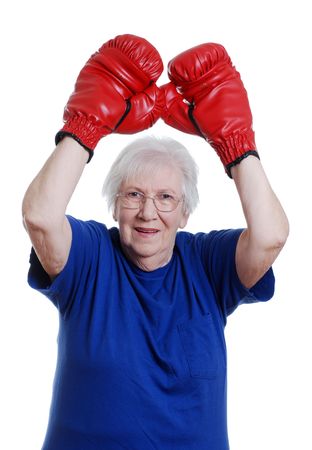 Senior woman winner boxingの写真素材