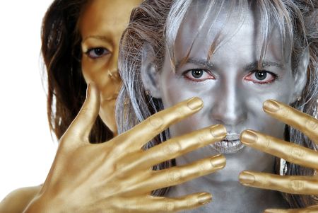 silver and gold womanの写真素材