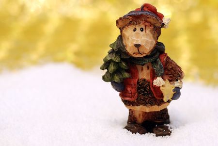  Wooden toy in snowの写真素材