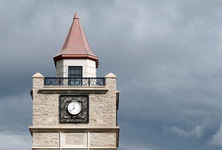 closeup of clock tower in niagara fallsの写真素材