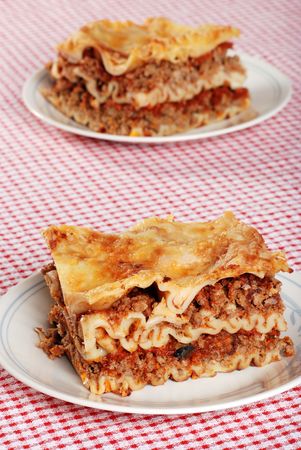 fresh baked lasagnaの写真素材
