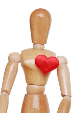 Wood Figure With Red Heartの写真素材